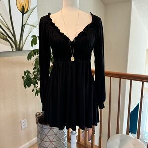 Black empire waist tunic mini dress